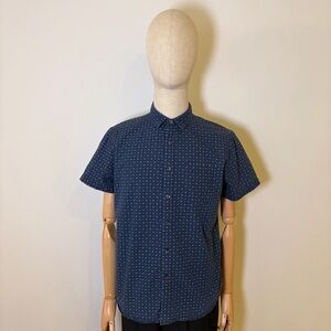 Cactus Blue Bicycle Print Short Sleeve Button Down Shirt Size M